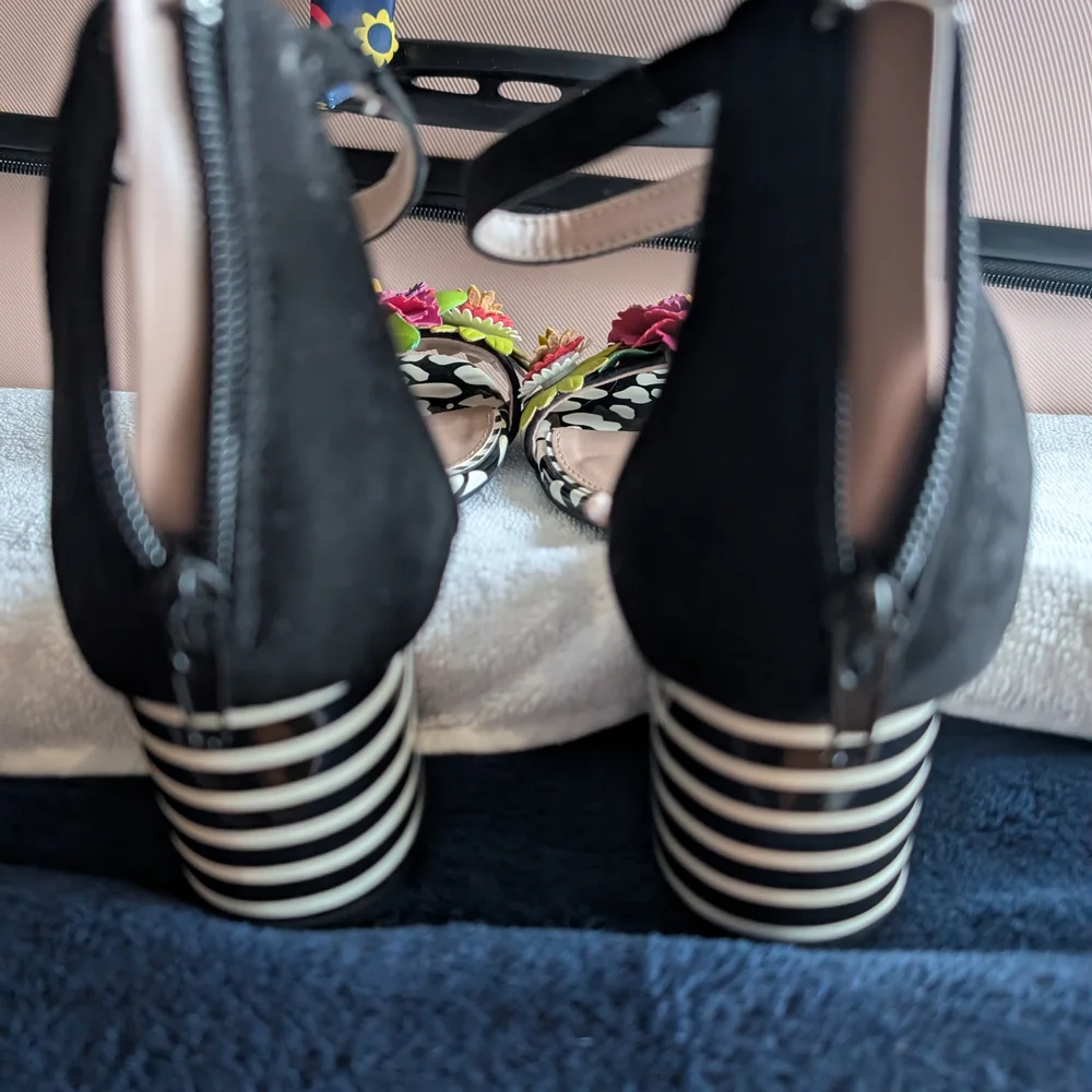 Betsey Johnson Black and White Floral Heels - Picture 14 of 16